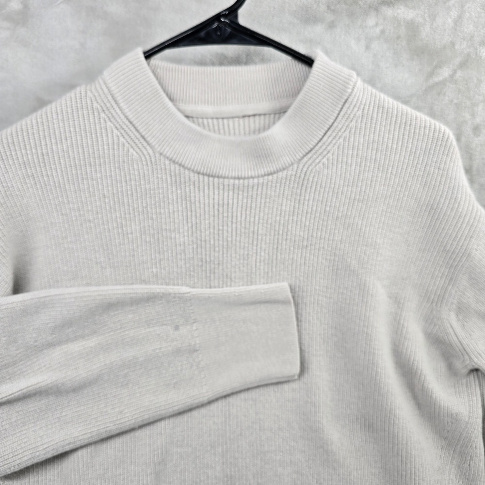 Lululemon Size 6 Merino Wool Blend Ribbed Knit Sweater White LW3GKAS